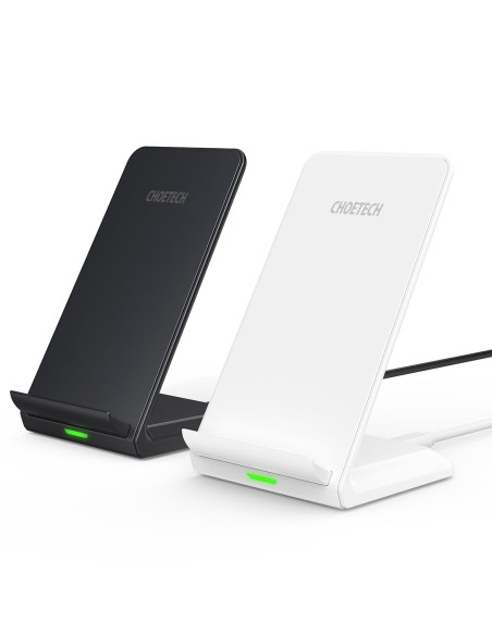 2 x Qi belaidis įkroviklis + stovas 10W SET juodas + baltas