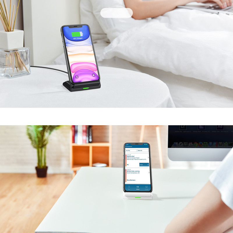 2 x Qi belaidis įkroviklis + stovas 10W SET juodas + baltas