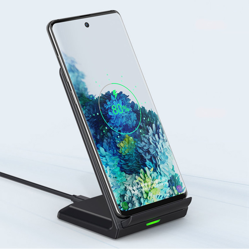 2 x Qi belaidis įkroviklis + stovas 10W SET juodas + baltas