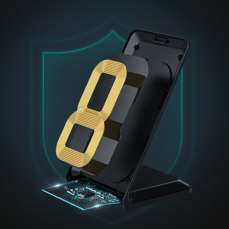 2 x Qi belaidis įkroviklis + stovas 10W SET juodas + baltas