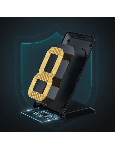 2 x Qi belaidis įkroviklis + stovas 10W SET juodas + baltas