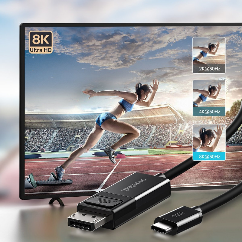 Dviejų krypčių laidas DisplayPort – USB Type C 1,8m juodas