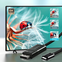 Dviejų krypčių laidas DisplayPort – USB Type C 1,8m juodas