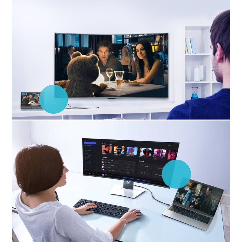 Dviejų krypčių laidas DisplayPort – USB Type C 1,8m juodas