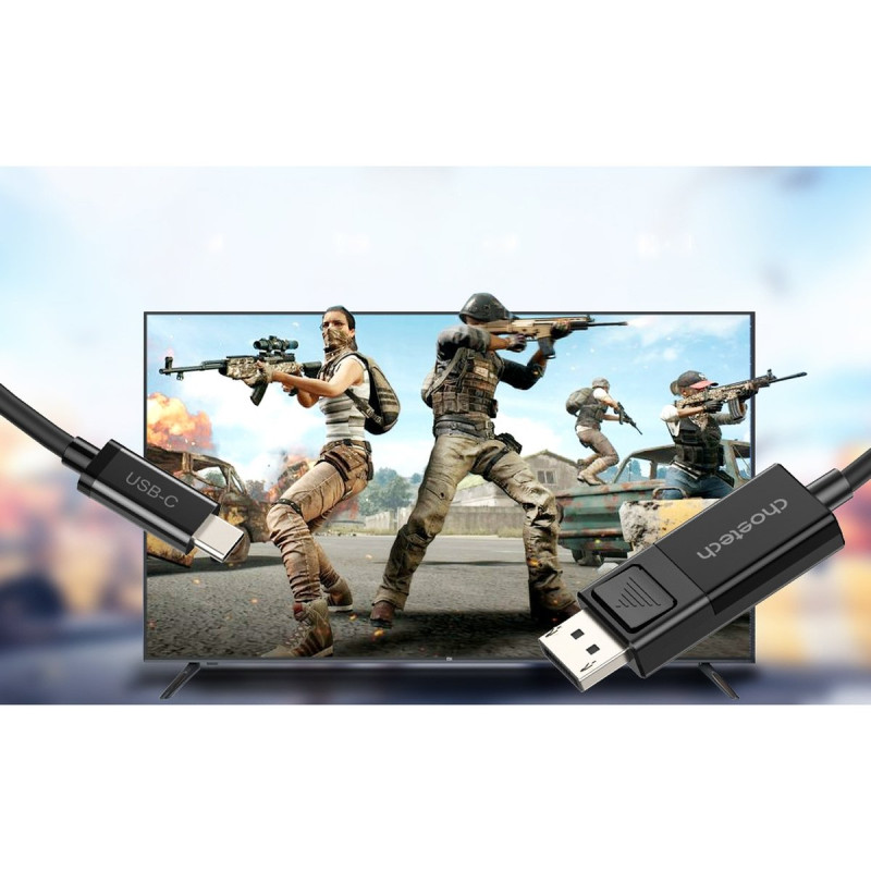 Dviejų krypčių laidas DisplayPort – USB Type C 1,8m juodas