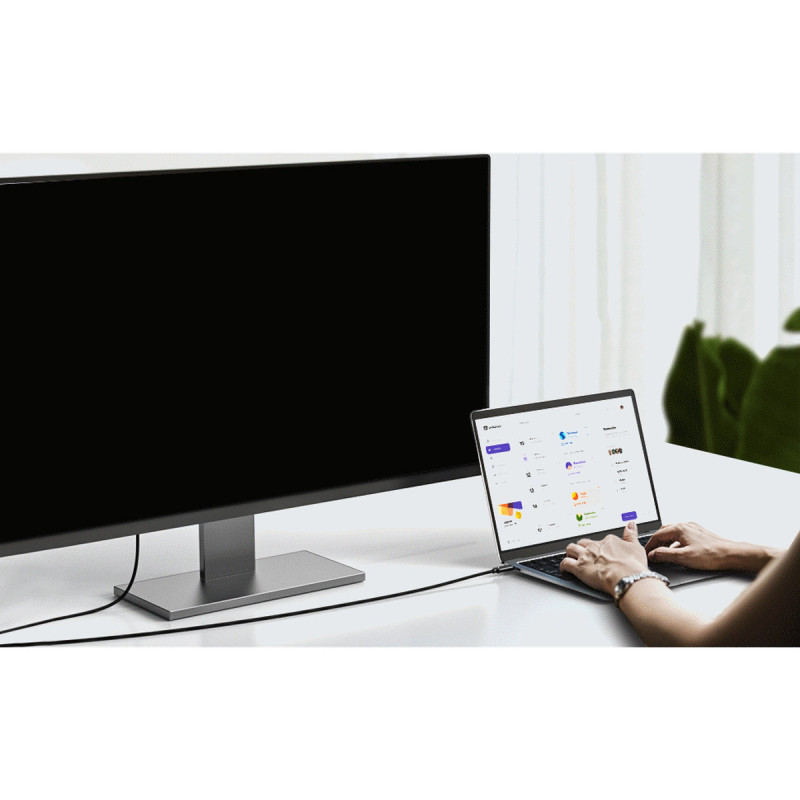 Dviejų krypčių laidas DisplayPort – USB Type C 1,8m juodas