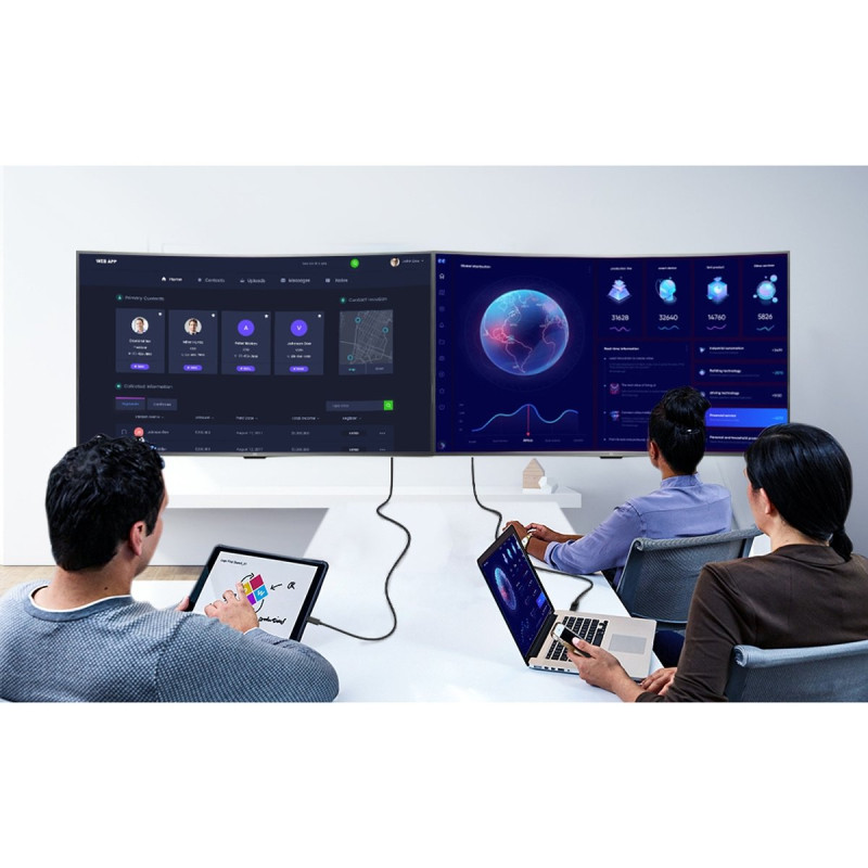 Dviejų krypčių laidas DisplayPort – USB Type C 1,8m juodas