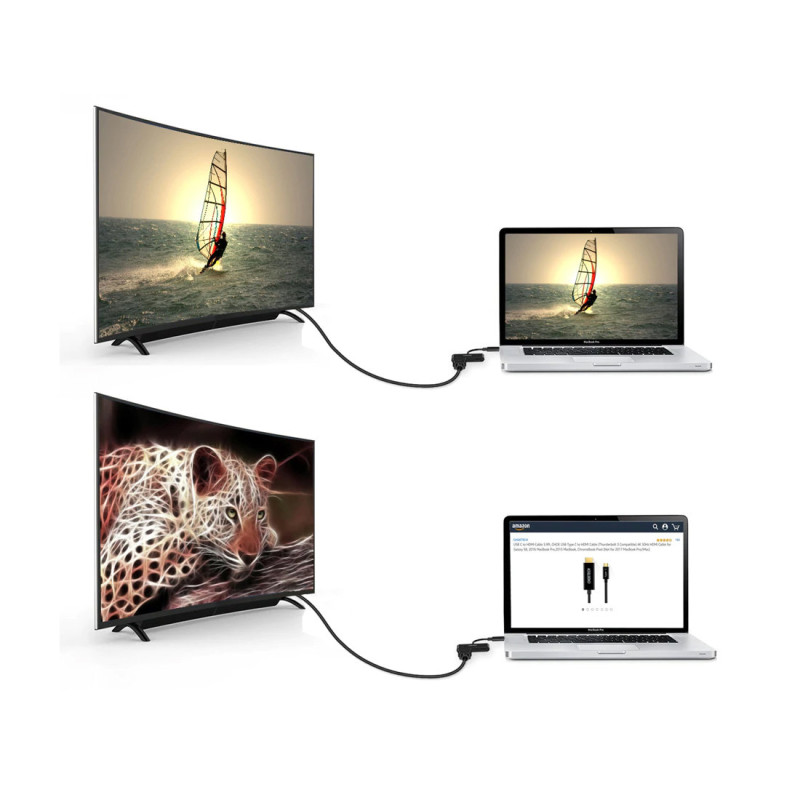 HUB-M03 adapteris USB Type C - HDMI + USB-C Power Delivery juodas