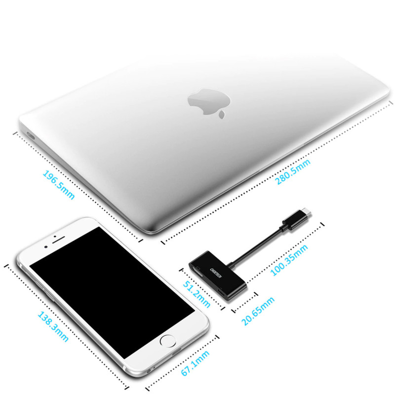 HUB-M03 adapteris USB Type C - HDMI + USB-C Power Delivery juodas