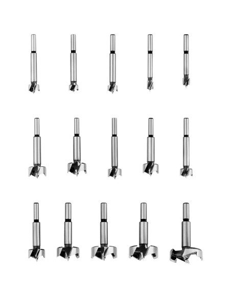 Forstner grąžtų rinkinys gipso kartono medienai HRC50 ilgis 90 mm sk. 10-50mm - 15 vnt. Forstner grąžtų rinkinys gipso kartono medienai HRC50 ilgis 90 mm sk. 10-50mm - 15 vnt.