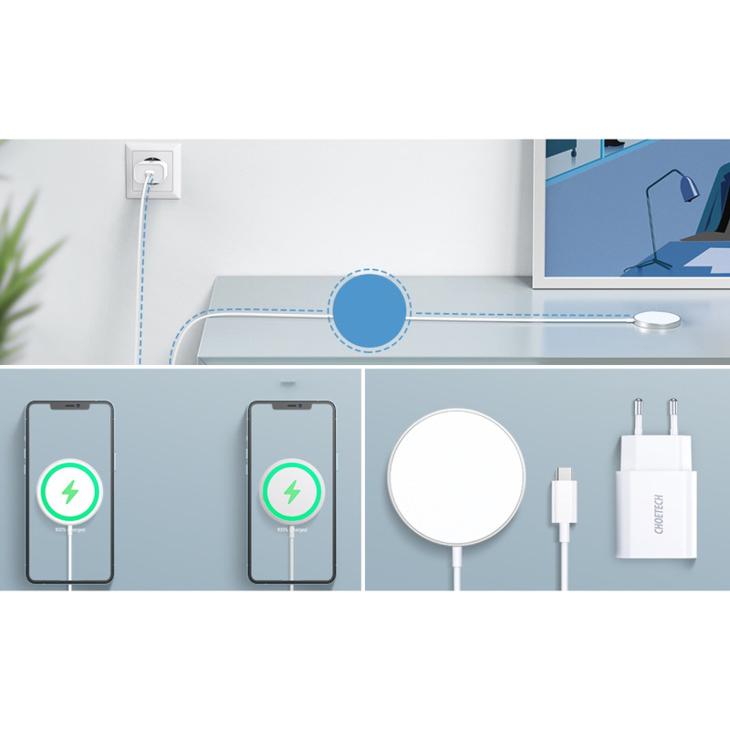 MagSafe indukcinis įkroviklis + PD5005 baltas adapteris