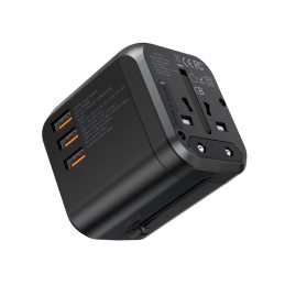 Greitas kelioninis įkroviklis EU UK kištukas 1xUSB Type C + 3xUSB 30W black