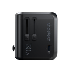 Greitas kelioninis įkroviklis EU UK kištukas 1xUSB Type C + 3xUSB 30W black