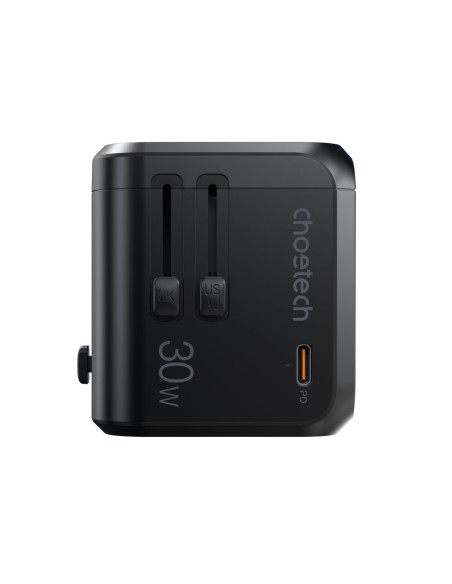Greitas kelioninis įkroviklis EU UK kištukas 1xUSB Type C + 3xUSB 30W black