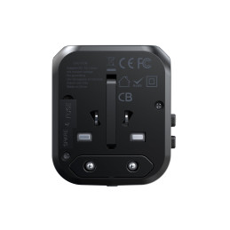 Greitas kelioninis įkroviklis EU UK kištukas 1xUSB Type C + 3xUSB 30W black