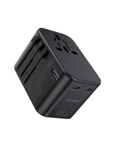 Greitas kelioninis pakrovėjas EU UK US AUS 3xUSB kištukas 30-65W juodas Greitas kelioninis pakrovėjas EU UK US AUS 3xUSB kištukas 30-65W juodas