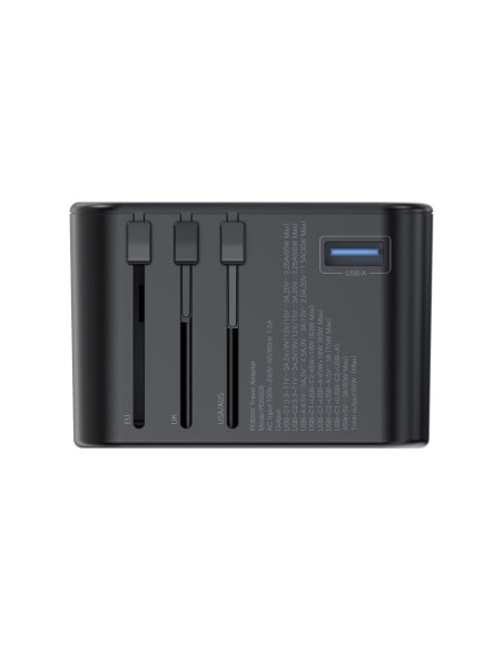 Greitas kelioninis pakrovėjas EU UK US AUS 3xUSB kištukas 30-65W juodas Greitas kelioninis pakrovėjas EU UK US AUS 3xUSB kištukas 30-65W juodas