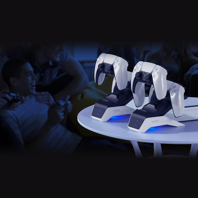 Įkroviklio įkrovimo stotelė Dual Sense PS5 padams juoda + tinklo įkroviklis