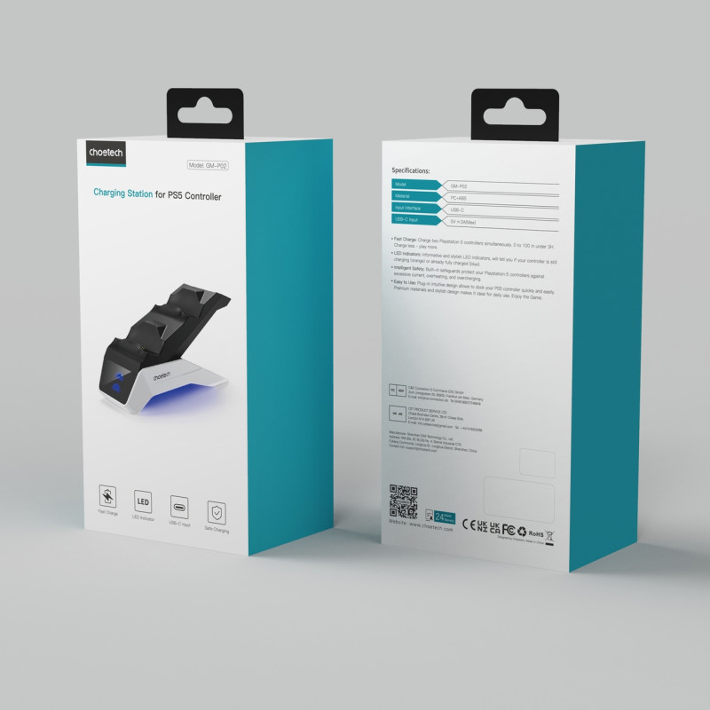 Įkroviklio įkrovimo stotelė Dual Sense PS5 padams juoda + tinklo įkroviklis