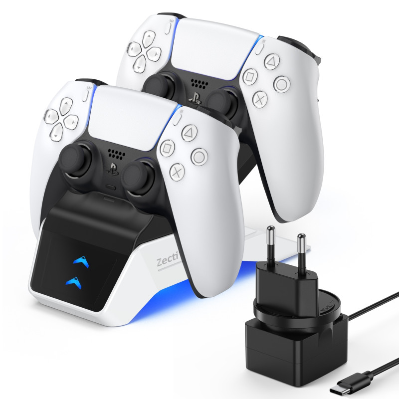 Įkroviklio įkrovimo stotelė Dual Sense PS5 padams juoda + tinklo įkroviklis