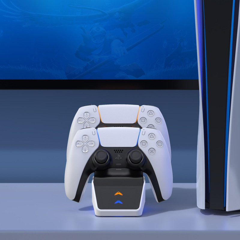 Įkroviklio įkrovimo stotelė Dual Sense PS5 padams juoda + tinklo įkroviklis