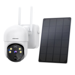 Full HD 1080P saulės kamera su PTZ saulės įkrovikliu 14400mAh balta