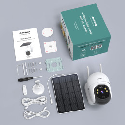 Full HD 1080P saulės kamera su PTZ saulės įkrovikliu 14400mAh balta