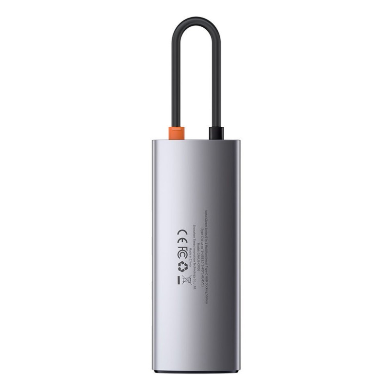 Daugiafunkcis HUB 6in1 USB USB-C PD HDMI 3x USB 3.2 RJ45 Pilka