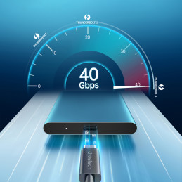 USB-C Thunderbolt 4 kabelis 0,8 m juodas