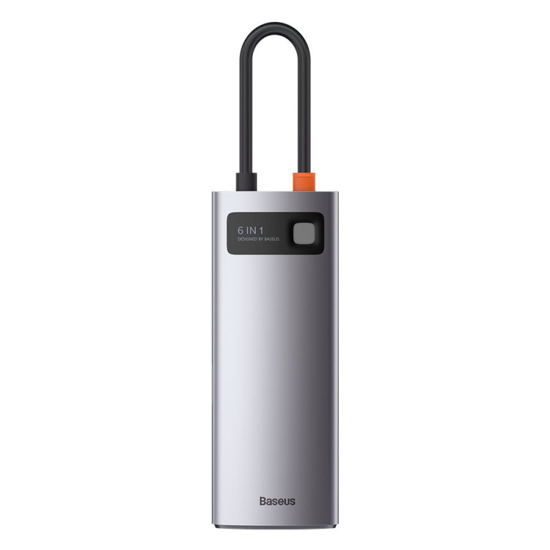 Daugiafunkcis HUB 6in1 USB USB-C PD HDMI 3x USB 3.2 RJ45 Pilka