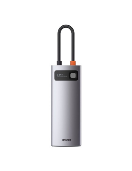 Daugiafunkcis HUB 6in1 USB USB-C PD HDMI 3x USB 3.2 RJ45 Pilka Daugiafunkcis HUB 6in1 USB USB-C PD HDMI 3x USB 3.2 RJ45 Pilka