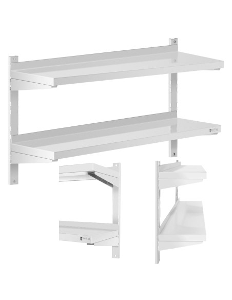 Dviguba reguliuojama sieninė gastronominė lentyna STEEL 100 x 30 cm Dviguba reguliuojama sieninė gastronominė lentyna STEEL 100 x 30 cm