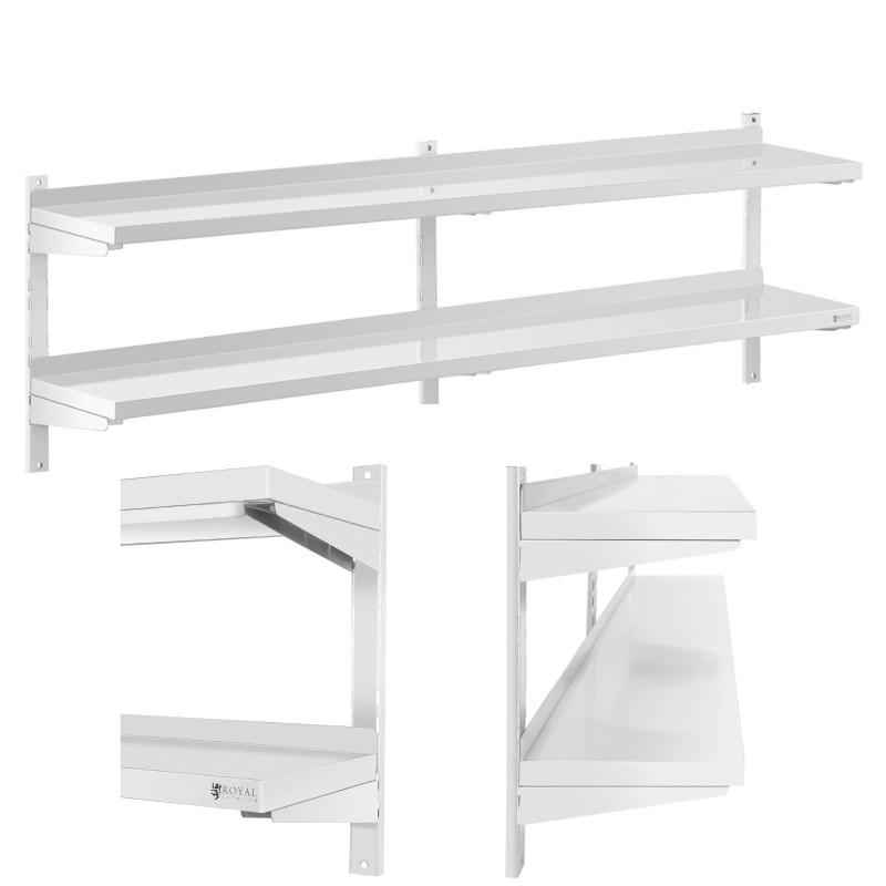 Dviguba reguliuojama sieninė gastronominė lentyna STEEL 200 x 30 cm Dviguba reguliuojama sieninė gastronominė lentyna STEEL 200 x 30 cm