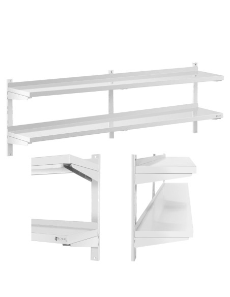 Dviguba reguliuojama sieninė gastronominė lentyna STEEL 200 x 30 cm Dviguba reguliuojama sieninė gastronominė lentyna STEEL 200 x 30 cm