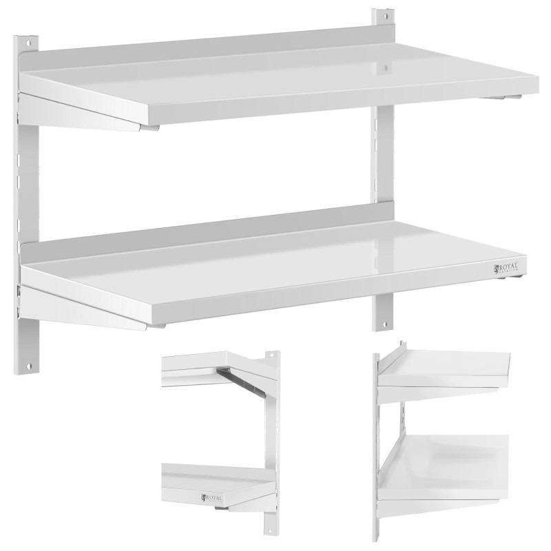 Dviguba reguliuojama sieninė gastronominė lentyna STEEL 80 x 40 cm Dviguba reguliuojama sieninė gastronominė lentyna STEEL 80 x 40 cm