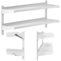 Dviguba reguliuojama sieninė gastronominė lentyna STEEL 120 x 40 cm
