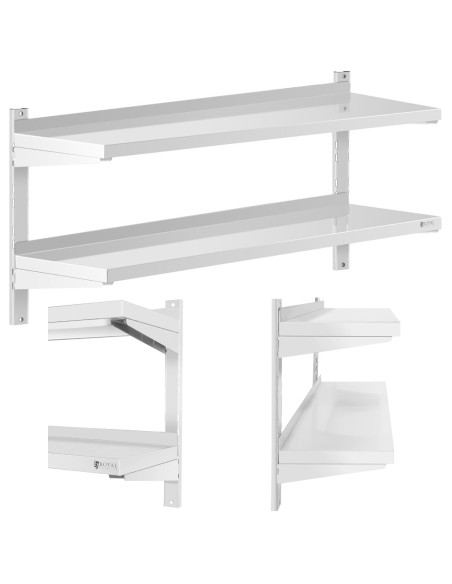Dviguba reguliuojama sieninė gastronominė lentyna STEEL 120 x 40 cm Dviguba reguliuojama sieninė gastronominė lentyna STEEL 120 x 40 cm