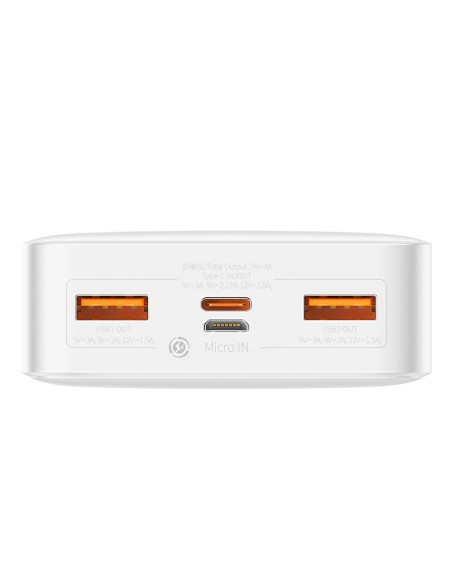 Bipow greito įkrovimo maitinimo blokas 20000mAh USB-A microUSB laidas 0,25m baltas