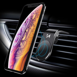 Magnetinis telefono laikiklis ventiliacijos grotelėms, juodas