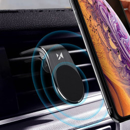 Magnetinis telefono laikiklis ventiliacijos grotelėms, juodas