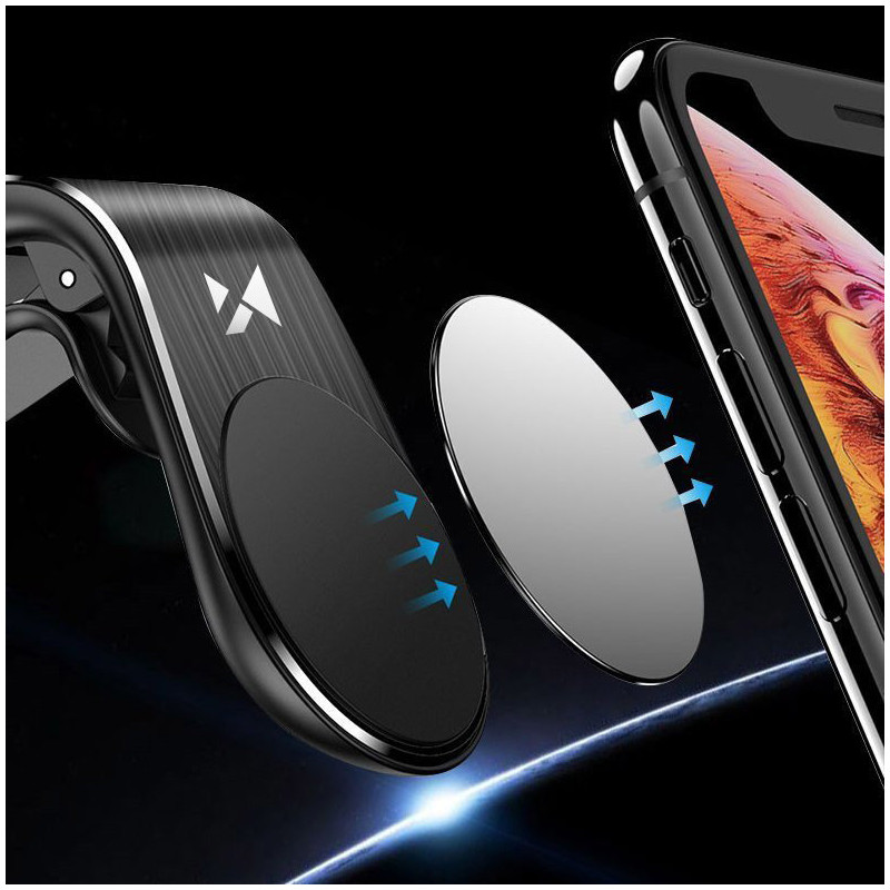 Magnetinis telefono laikiklis ventiliacijos grotelėms, juodas