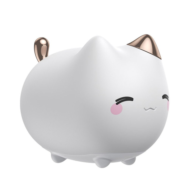 LED naktinė lempa vaikams silikoninė 3 apšvietimo režimai KITTY balta