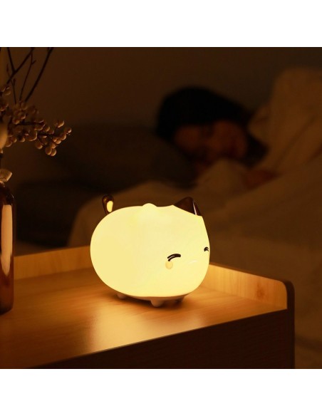 LED naktinė lempa vaikams silikoninė 3 apšvietimo režimai KITTY balta LED naktinė lempa vaikams silikoninė 3 apšvietimo režimai KITTY balta