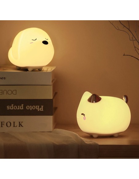 LED naktinė lempa vaikams silikoninė 3 apšvietimo režimai KITTY balta LED naktinė lempa vaikams silikoninė 3 apšvietimo režimai KITTY balta