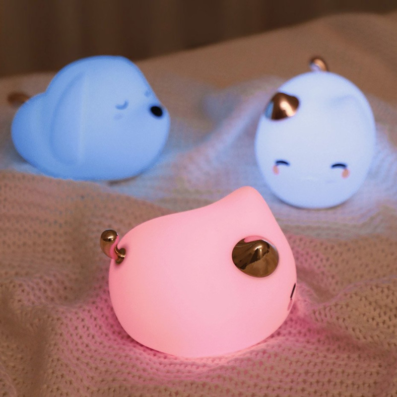 LED naktinė lempa vaikams silikoninė 3 apšvietimo režimai KITTY balta