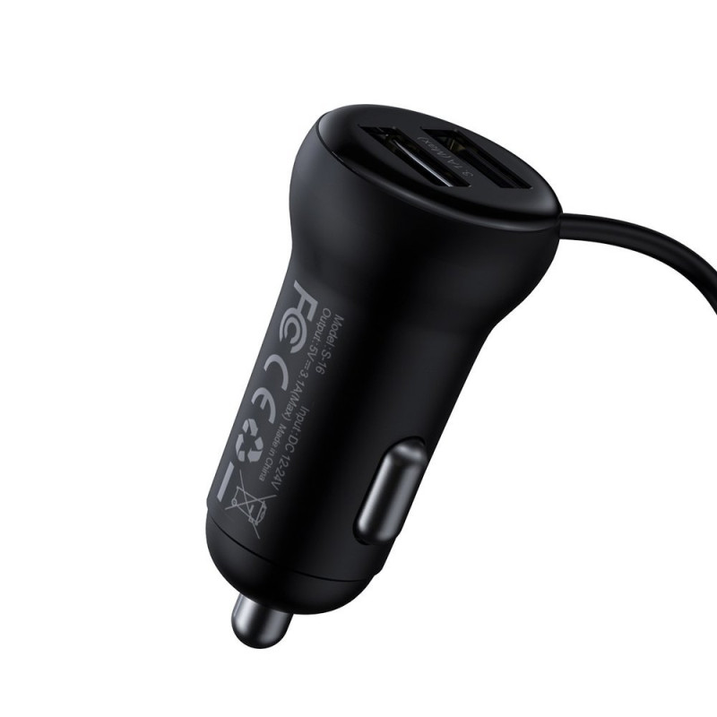 FM siųstuvas S-16 Bluetooth USB automobilinis įkroviklis AUX MP3 TF micro SD juodas
