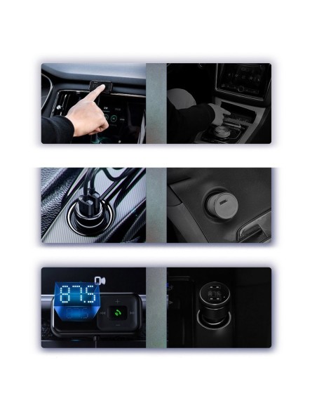 FM siųstuvas S-16 Bluetooth USB automobilinis įkroviklis AUX MP3 TF micro SD juodas FM siųstuvas S-16 Bluetooth USB automobilinis įkroviklis AUX MP3 TF micro SD juodas