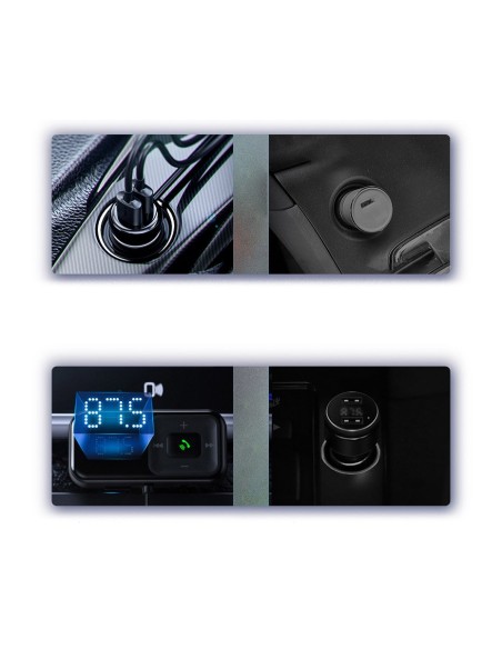 FM siųstuvas S-16 Bluetooth USB automobilinis įkroviklis AUX MP3 TF micro SD juodas FM siųstuvas S-16 Bluetooth USB automobilinis įkroviklis AUX MP3 TF micro SD juodas