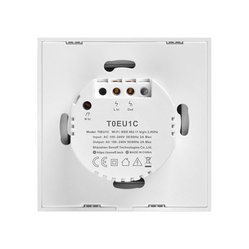 Touch Light Switch WiFi mygtuko jungiklis baltas T0EU1C-TX