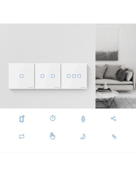 Touch Light Switch WiFi mygtuko jungiklis baltas T0EU1C-TX Touch Light Switch WiFi mygtuko jungiklis baltas T0EU1C-TX